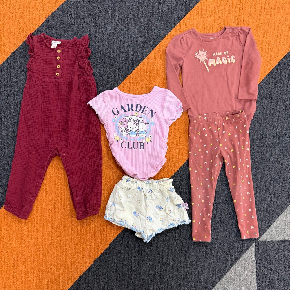 Lot of 5 Baby girl toddler bundle outfits 18 Months Hello Kitty Garanimals